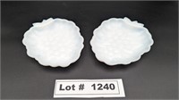 2 STRAWBERRY MILK GLASS CANDY DISHES