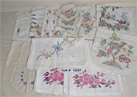 VINTAGE EMBROIDERED DRESSER SCARFS, HANDKERCHIEFS