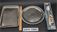 WM ROGERS SERVING SPOON AND SERVING PLATES