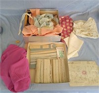 Estate Box lot of Vintage misc fabric and more