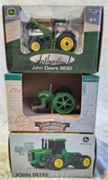 3 Miniature John Deere Die Cast Replicas