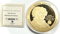 Large JOHN ADAMS Gold Plated Medal