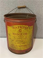 Vintage Watkins Mange Oil Pail