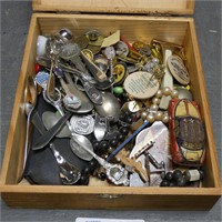 Cigar Box w/ Souvenir Spoons, Knick Knacks - Etc