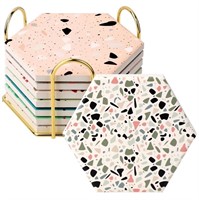 WF6971  Livhil Coasters for Drinks Set, Terrazzo P