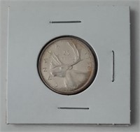 1960, 25c canadien en argent