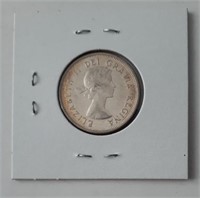 1957, 25c canadien en argent