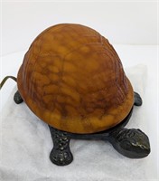Glass Shell Cast Iron Turtle Lamp