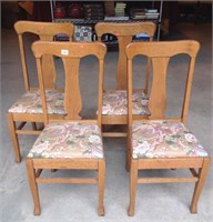 Four vintage oak T back chairs