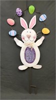 Easter Bunny W/ Eggs Metal Yard Art 38in X 16in