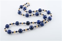 Lapis and Gold Bead Necklace