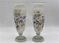 Antique Bristol Glass Vase Pair