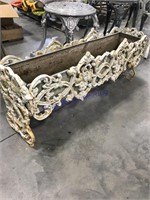 Footed cast iron planter, 28.5" x 6" x 13" tall