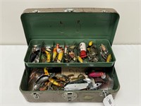 Metal Tackle Box Filled with Fishing Lures