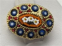 Antique Italian Micro Mosaic Expertly Crafted Pin