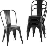 FDW Metal Dining Chairs Set Of 4 Indoor Outdoor Ch