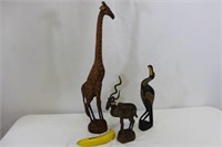 South African Hand carved Wood Animal Sculptures