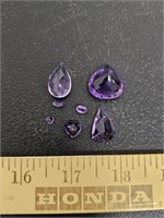 (7) Loose Amethyst Colored Stones- Variety of