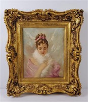 Original Painting of Woman Signed "Jean Bertrand"
