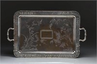 LARGE CHINESE EXPORT SILVER SERVING TRAY