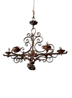French 6 Arm Scroll Fixture w/ Leaves and Flowers