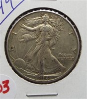 1944 Walking Liberty silver half dollar.