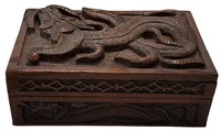 Wood Carved Chinese Dragon Box