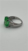 Emerald ring set in 925 silver stone 11x10mm size