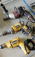 (3) DRILLS: (2) DEWALT & (1) SKIL