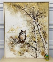 HUGE Owl Painting on Canvas, 51” x 41”