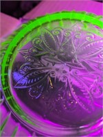 Depression Uranium Glass Bowl 8"