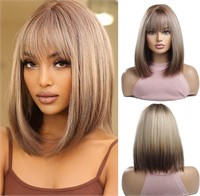 New, OUFEI Brown Blonde Ombre Bob Wigs for Women