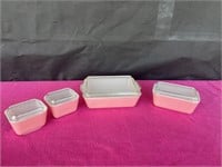 Pyrex, Vintage pink refridgerator dish set