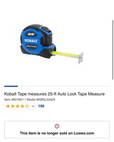 Kobalt 25’ Auto-Locking Tape Measure