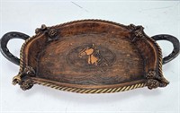 Equestrian Wooden Serving Tray w/ Handles