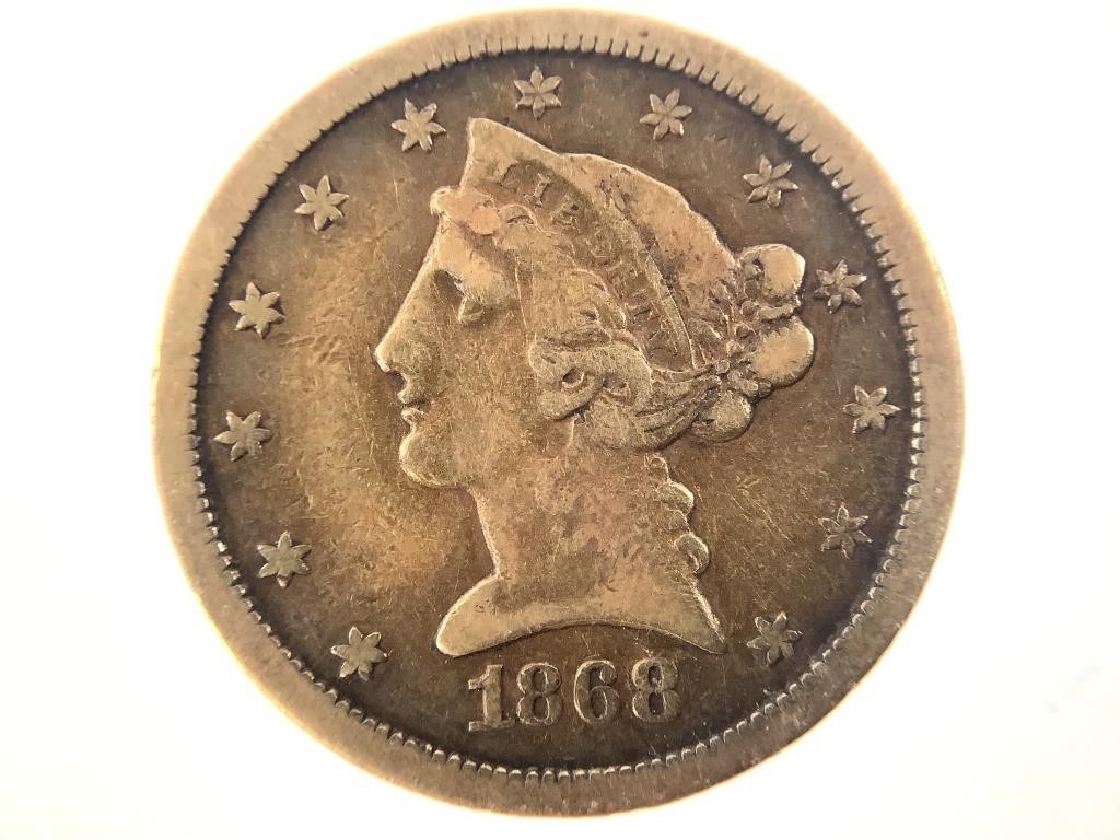 1868-S $5 Gold Half Eagle
