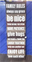 12×36 "Family Rules" Wall Art