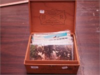 Cigar box with 55 Springfield, Il. postcards,