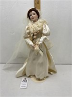 Porcelain Bride Doll in Ivory , Wearing Earrings