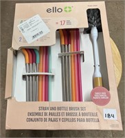 Ello Straw & Bottle & Brush Set, 17ct