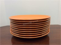 Ten Royal Norfold Orange Dinner Plates, 10 1/2"