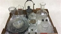 Box Lot of Various Old Pressed Glass Pieces