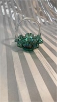 Fenton green Carnival Iridescent Glass Basket