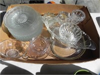 Box Lot of Clear Glass, Candle Holders, Etc.