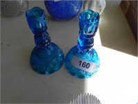 Moon and Stars Blue Glass Candlesticks