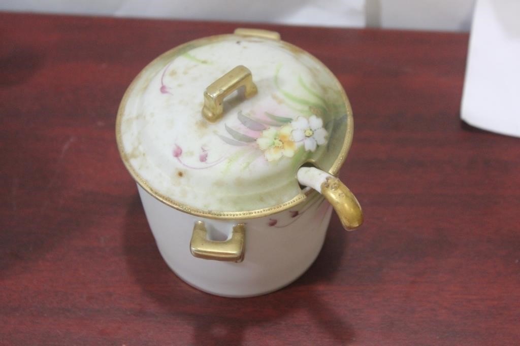 An Antique Nippon Cup with Lid and Spoon