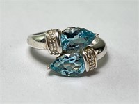 Sterling Blue Topaz Ring 4 Grams Size 7