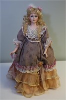 Porcelain Victorian Doll w/Stand