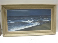tg 22"x 38" Framed Signed Canvas Painting See Info
