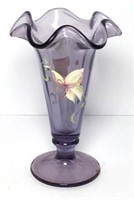 Fenton Hand Painted Purple Vase